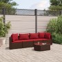 Set comedor de jardín 5 piezas y cojines ratán sintético marrón de , Conjuntos de jardín - Ref: Foro24-3308373, Precio: 327,0...