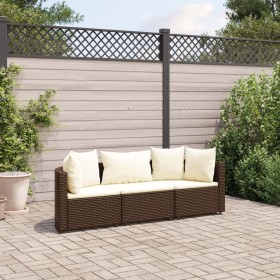 Set sofás de jardín 3 piezas y cojines ratán sintético marrón de , Conjuntos de jardín - Ref: Foro24-3308449, Precio: 211,76 ...