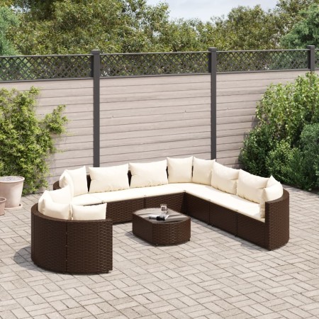 Set de sofás de jardín 10 pzas y cojines ratán sintético marrón de , Conjuntos de jardín - Ref: Foro24-3308409, Precio: 661,5...