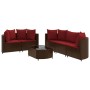 Set sofás de jardín 6 piezas y cojines ratán sintético marrón de , Conjuntos de jardín - Ref: Foro24-3308421, Precio: 415,60 ...