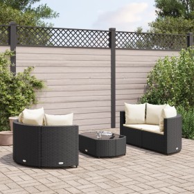 Set de muebles de jardín 5 pzas y cojines ratán sintético negro de , Conjuntos de jardín - Ref: Foro24-3308440, Precio: 352,9...