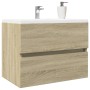 Armario de lavabo contrachapada roble Sonoma 60x38,5x45 cm de , Muebles de baño - Ref: Foro24-849636, Precio: 46,19 €, Descue...