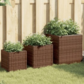 Jardineras 3 unidades ratán sintético marrón de , Maceteros y jardineras - Ref: Foro24-366396, Precio: 84,40 €, Descuento: %