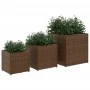 Jardineras 3 unidades ratán sintético marrón de , Maceteros y jardineras - Ref: Foro24-366396, Precio: 82,96 €, Descuento: %