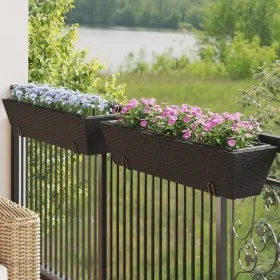 Jardineras con ganchos 2 unidades ratán sintético negro de , Maceteros y jardineras - Ref: Foro24-366404, Precio: 82,90 €, De...