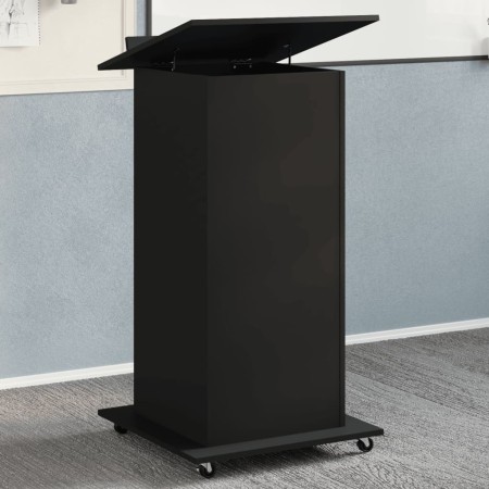 Atril con ruedas y cajón madera ingeniería negro 55x55x107 cm de , Escritorios - Ref: Foro24-848025, Precio: 152,51 €, Descue...