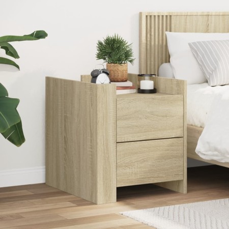 Mesita de noche madera de ingeniería roble Sonoma 45x50x50 cm de , Mesitas de noche - Ref: Foro24-848285, Precio: 55,96 €, De...
