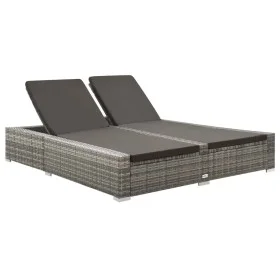 Tumbona doble de ratán sintético gris de vidaXL, Camas para exteriores - Ref: Foro24-312155, Precio: 355,58 €, Descuento: %