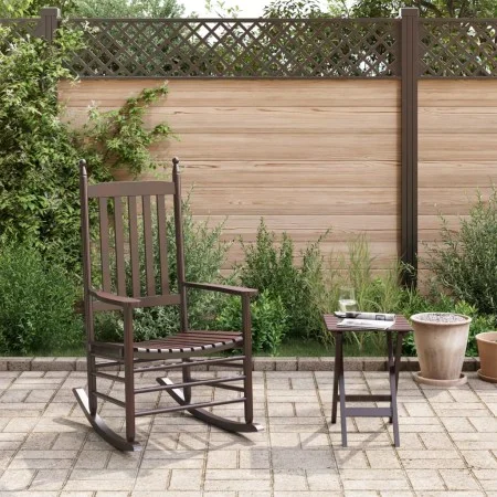 Silla mecedora con mesa plegable madera maciza de álamo marrón de , Mecedoras - Ref: Foro24-3281256, Precio: 165,66 €, Descue...