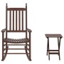 Silla mecedora con mesa plegable madera maciza de álamo marrón de , Mecedoras - Ref: Foro24-3281256, Precio: 168,18 €, Descue...