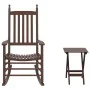 Silla mecedora con mesa plegable madera maciza de álamo marrón de , Mecedoras - Ref: Foro24-3281256, Precio: 165,66 €, Descue...