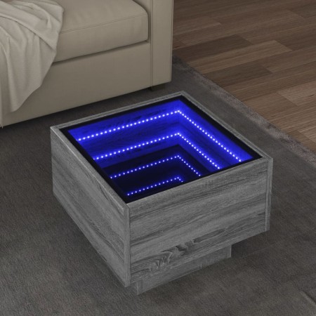 Mesa auxiliar con LED madera ingeniería gris Sonoma 40x40x30cm de , Mesas de centro - Ref: Foro24-847502, Precio: 71,45 €, De...