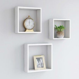 Estantes cubo de pared 3 unidades MDF blanco en Estanterías | Comprar online en Foru.es