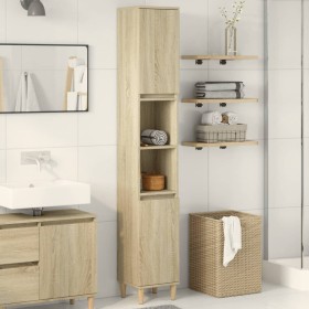 Armario de baño madera contrachapada roble Sonoma 30x30x190 cm de , Tocadores de baño - Ref: Foro24-849657, Precio: 79,41 €, ...
