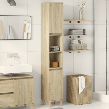 Armario de baño madera contrachapada roble Sonoma 30x30x190 cm de , Tocadores de baño - Ref: Foro24-849657, Precio: 79,41 €, ...