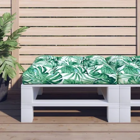 Cojín para palés tela estampado de hojas 80x80x12 cm de , Cojines para sillas y sofás - Ref: Foro24-360503, Precio: 33,54 €, ...
