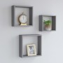 Estantes cubo de pared 3 unidades MDF gris en Estanterías | Comprar online en Foru.es