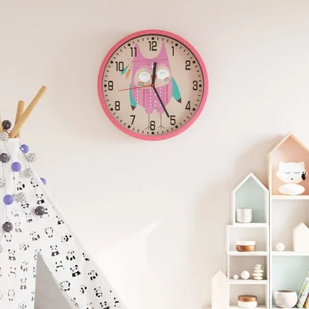 Reloj de pared poliestireno y cristal rosa Ø25,5 cm by , Wall clocks - Ref: Foro24-4008399, Price: 11,99 €, Discount: %