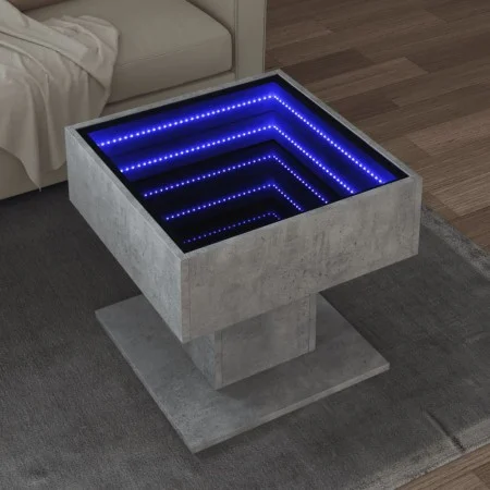 Mesa de centro y LED madera ingeniería gris hormigón 50x50x45cm de , Mesas de centro - Ref: Foro24-847528, Precio: 90,69 €, D...