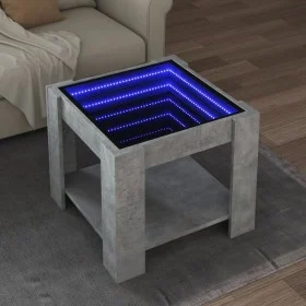 Mesa de centro y LED madera ingeniería gris hormigón 53x53x45cm de , Mesas de centro - Ref: Foro24-847542, Precio: 87,34 €, D...