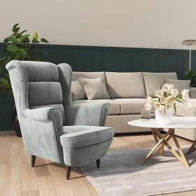 Sillón de terciopelo gris claro en Sillones | Comprar online en Foru.es