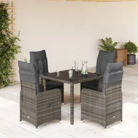 Mesita y sillas jardín 5 pzas y cojines ratán sintético gris de , Conjuntos de jardín - Ref: Foro24-3277032, Precio: 614,46 €...