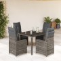 Mesita y sillas jardín 5 pzas y cojines ratán sintético gris de , Conjuntos de jardín - Ref: Foro24-3277032, Precio: 550,93 €...