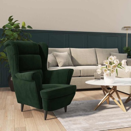 Sillón de terciopelo verde oscuro en Sillones | Comprar online en Foru.es