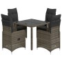Mesita y sillas jardín 5 pzas y cojines ratán sintético gris de , Conjuntos de jardín - Ref: Foro24-3277032, Precio: 550,93 €...