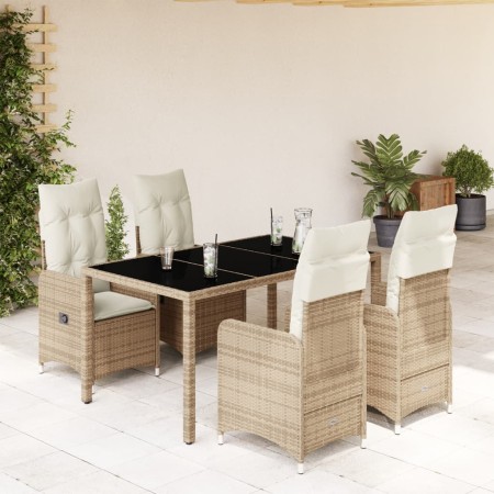 Mesita y sillas jardín 5 pzas y cojines ratán sintético beige de , Conjuntos de jardín - Ref: Foro24-3277098, Precio: 635,98 ...