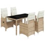 Mesita y sillas jardín 5 pzas y cojines ratán sintético beige de , Conjuntos de jardín - Ref: Foro24-3277098, Precio: 635,98 ...