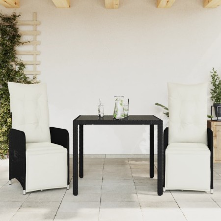 Mesita y sillas jardín 3 pzas y cojines ratán sintético negro de , Conjuntos de jardín - Ref: Foro24-3277135, Precio: 340,29 ...