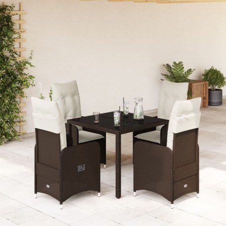 Mesita y sillas jardín 5 pzas y cojines ratán sintético marrón de , Conjuntos de jardín - Ref: Foro24-3277064, Precio: 563,53...