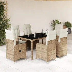 Set de mesa y sillas de jardín 7 pzas y cojines ratán PE beige de , Conjuntos de jardín - Ref: Foro24-3277100, Precio: 866,86...