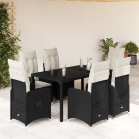 Set de mesa y sillas de jardín 7 pzas y cojines ratán PE negro de , Conjuntos de jardín - Ref: Foro24-3276992, Precio: 779,97...