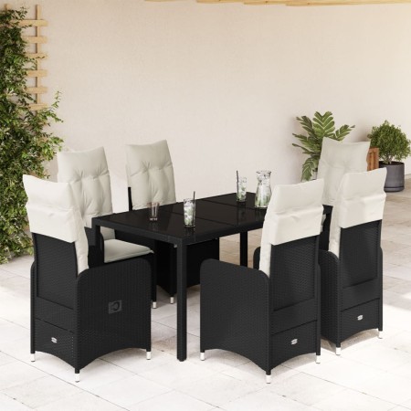 Set de mesa y sillas de jardín 7 pzas y cojines ratán PE negro de , Conjuntos de jardín - Ref: Foro24-3276992, Precio: 779,97...