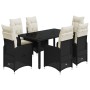 Set de mesa y sillas de jardín 7 pzas y cojines ratán PE negro de , Conjuntos de jardín - Ref: Foro24-3276992, Precio: 779,97...