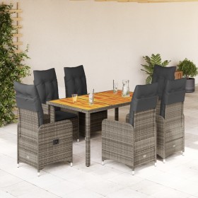 Mesita y sillas jardín 7 piezas y cojines ratán sintético gris de , Conjuntos de jardín - Ref: Foro24-3277024, Precio: 879,21...