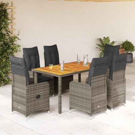 Mesita y sillas jardín 7 piezas y cojines ratán sintético gris de , Conjuntos de jardín - Ref: Foro24-3277024, Precio: 879,21...