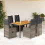 Mesita y sillas jardín 7 piezas y cojines ratán sintético gris de , Conjuntos de jardín - Ref: Foro24-3277024, Precio: 879,21...