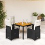 Mesita y sillas jardín 5 pzas y cojines ratán sintético negro de , Conjuntos de jardín - Ref: Foro24-3277128, Precio: 607,27 ...