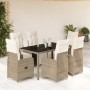 Set de mesa y sillas jardín 7 pzas con cojines ratán PE marrón de , Conjuntos de jardín - Ref: Foro24-3277212, Precio: 939,12...