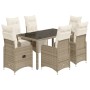 Set de mesa y sillas jardín 7 pzas con cojines ratán PE marrón de , Conjuntos de jardín - Ref: Foro24-3277212, Precio: 939,12...