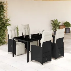 Mesita y sillas jardín 5 pzas y cojines ratán sintético negro by , Garden sets - Ref: Foro24-3277137, Price: 656,18 €, Discou...