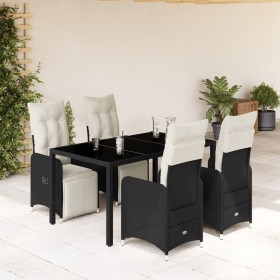 Mesita y sillas jardín 5 pzas y cojines ratán sintético negro de , Conjuntos de jardín - Ref: Foro24-3277137, Precio: 614,86 ...