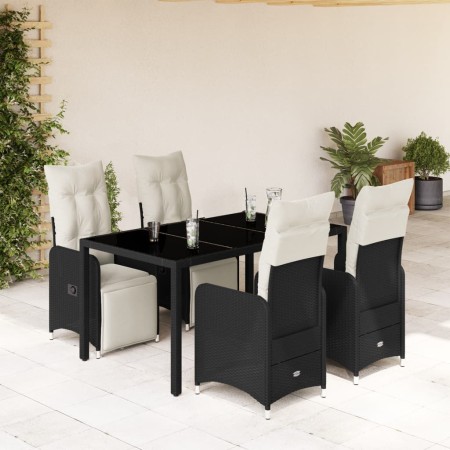 Mesita y sillas jardín 5 pzas y cojines ratán sintético negro de , Conjuntos de jardín - Ref: Foro24-3277137, Precio: 614,86 ...