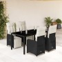 Mesita y sillas jardín 5 pzas y cojines ratán sintético negro de , Conjuntos de jardín - Ref: Foro24-3277137, Precio: 614,86 ...