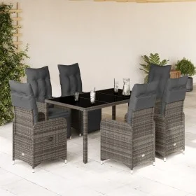 Mesita y sillas jardín 7 piezas y cojines ratán sintético gris de , Conjuntos de jardín - Ref: Foro24-3277168, Precio: 998,07...