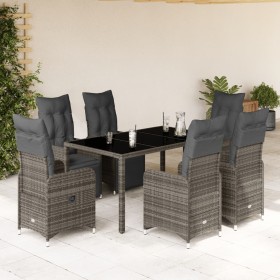Mesita y sillas jardín 7 piezas y cojines ratán sintético gris de , Conjuntos de jardín - Ref: Foro24-3277168, Precio: 997,54...