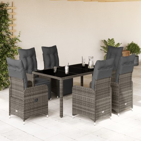 Mesita y sillas jardín 7 piezas y cojines ratán sintético gris de , Conjuntos de jardín - Ref: Foro24-3277168, Precio: 997,54...